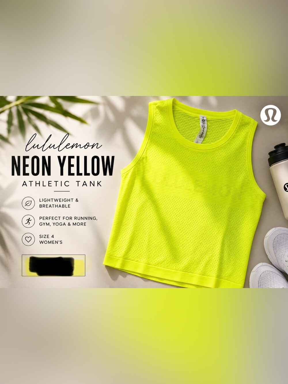 lululemon Neon Yellow Sleeveless Athletic Tank | Size 4